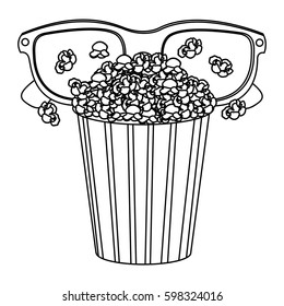 pop corn with 3d glasses icon, vector illustraction design