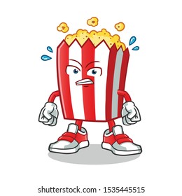 pop corn angry mascot vector cartoon illustration