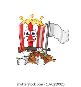 pop corn army character. cartoon mascot vector