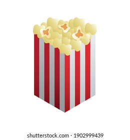 pop corn in bag flat cion vector illustration design