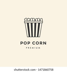 Pop Corn in black mono line logo vector template