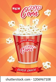 pop corn box ads.illustration vector