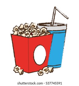 pop corn box and soda drink icon over white background. colorful design. vector illustration