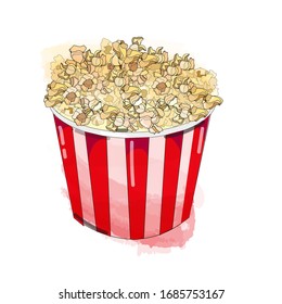 Pop corn box vector illustration. Pop corn isolated. Pop corn cartoon vector.