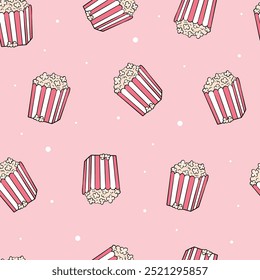 Pop corn boxes seamless pattern for cinema prints, cards, posters, wallpaper, background, packaging, wrapping paper, etc. EPS 10