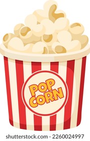 Pop corn bucket icon. Cartoon cinema snack