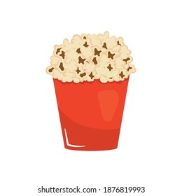 pop corn bucket icon over white background, colorful design, vector illustration