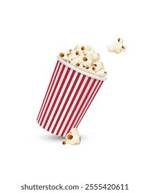 Pop corn bucket white background. Popcorn in striped cardboard package stock vector illustration stock illustration