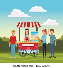 pop corn cart cartoon