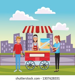 pop corn cart cartoon