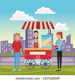 pop corn cart cartoon