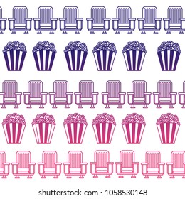 pop corn and chairs cinema pattern