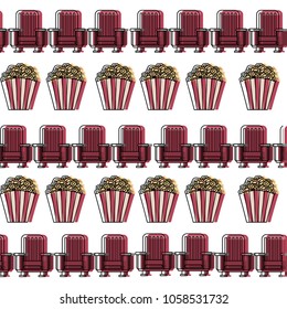 pop corn and chairs cinema pattern