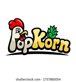 Pop Corn Chicken logo.Vector illustration.