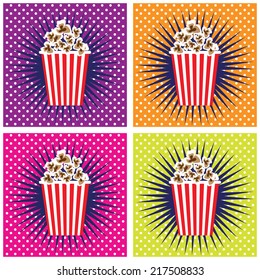 Pop corn cinema pop art set backgrounds 