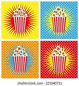 Pop corn cinema pop art set backgrounds 