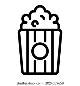 Pop Corn Cinema Icon, Pop Corn Fast Food Isolated Vector Icon
