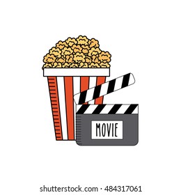 pop corn with cinema icon vector illustration design