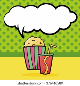 pop corn color doodle, speech bubble