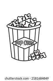 Pop Corn Coloring Pages Printable Preschool Stock Vector (Royalty Free ...