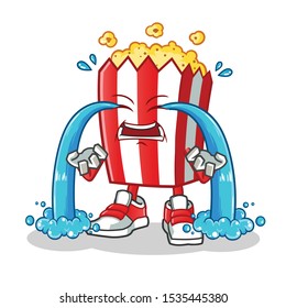 pop corn cry mascot vector cartoon illustration