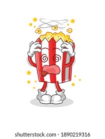 mascota de cabeza mareada de maíz pop. vector de dibujos animados