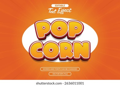 Pop corn editable text effect with 3d cartoon text style