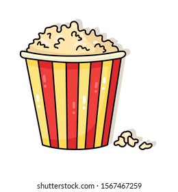 Pop corn fast food doodle cartoon vector icon