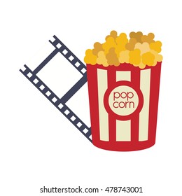 pop corn film strip cinema movie entertainment show icon. Flat and Isolated design. Vector illustration