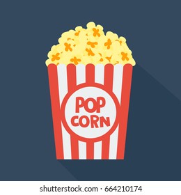 pop corn flat icon. You can be used pop corn icon for several purposes like: websites, UI, UX, print templates, promotional materials, info-graphics, web and mobile phone apps.