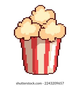 pop corn food pixelated icon