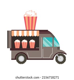 pop corn food truck isolated icon