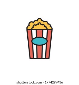 pop corn icon filled outline vector illustration full color. isolated on white background