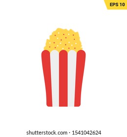Pop corn icon in flat style, with colorful and eps 10