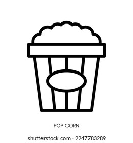 pop corn icon. Line Art Style Design Isolated On White Background