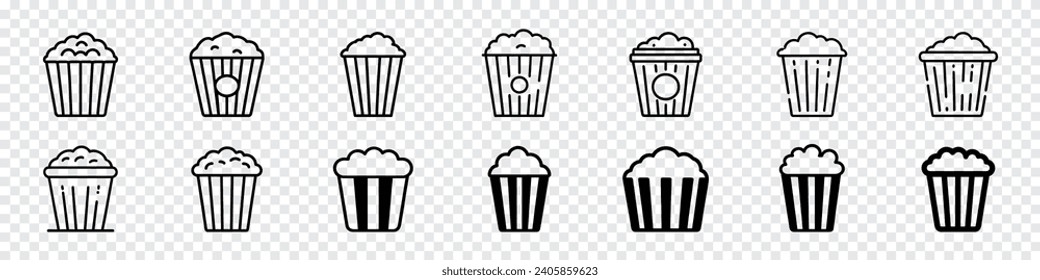  pop corn icon, Popcorn line icons. Pop corn, bucket, Popcorn linear icon. Pop corn icon. Popcorn line icons. snack food sign. Pop corn symbol, Popcorn icon sign, cup food line icons.