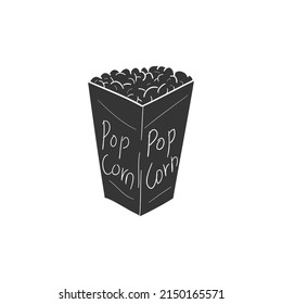 Pop Corn Icon Silhouette Illustration. Movie Snack Vector Graphic Pictogram Symbol Clip Art. Doodle Sketch Black Sign.