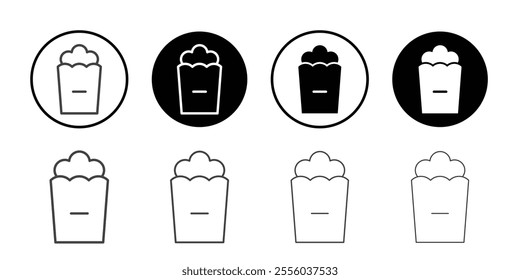 Pop corn icon Thin outline art symbol