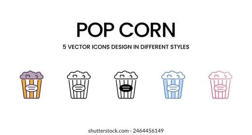 Pop Corn icons different style vector stock illustration