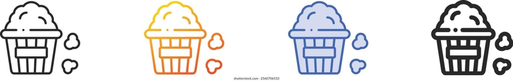 pop corn icon.Thin Linear, Gradient, Blue Stroke and bold Style Design Isolated On White Background