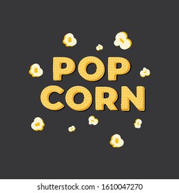 Pop corn - lettering banner design. Vector illustration.