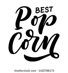Pop corn lettering. Logo template. Fast food background. Food typography for banner and promo design. background. Vector illustration