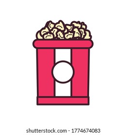 pop corn line and fill style icon design, fast food eat restaurant and menu theme Vector illustration
