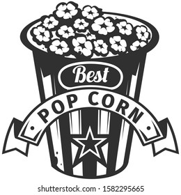 Pop corn logo. Best Pop corn house, symbol, stamp, icon, sign, food isolated on white background.