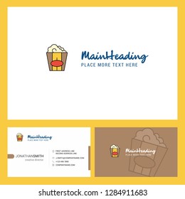 Pop corn Logo design with Tagline & Front and Back Busienss Card Template. Vector Creative Design