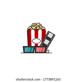 Pop-Mais und Film-Vektorgrafik-Flachdesign-Symbol