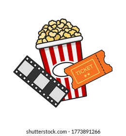 pop corn and movie vector flat design icon