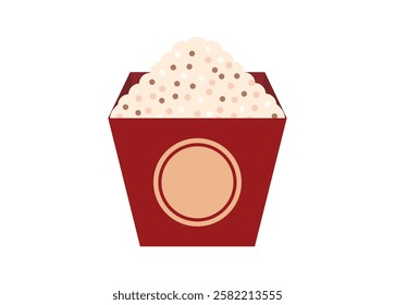 Pop corn in paper container. Simple flat illustration