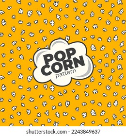 Pop corn pattern for packaging snacks. doodle popcorn. Popcorn fluffy flakes pattern. Popcorn Background pattern.