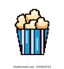 pop corn pixel art icon isolated